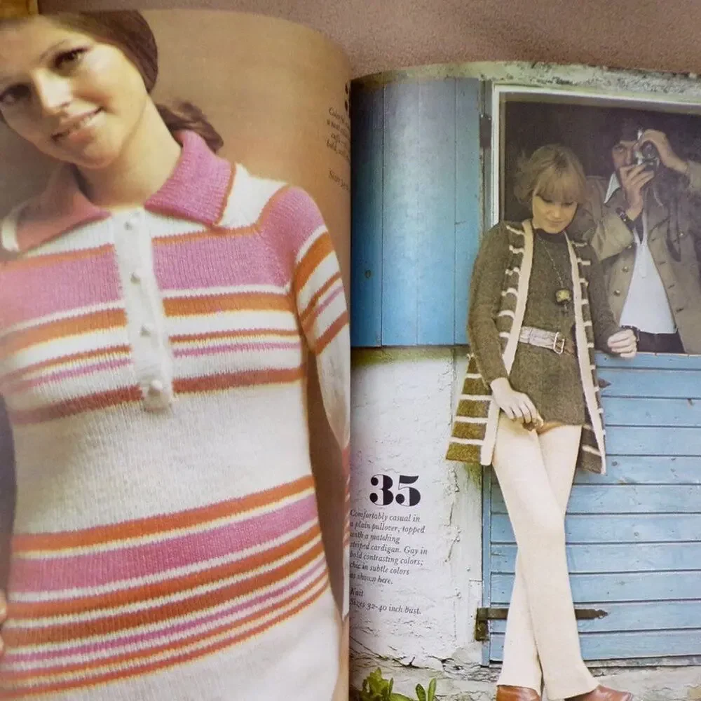 Knitting, A Pattern Book Golden Hands Vintage 1972 Color Photos
